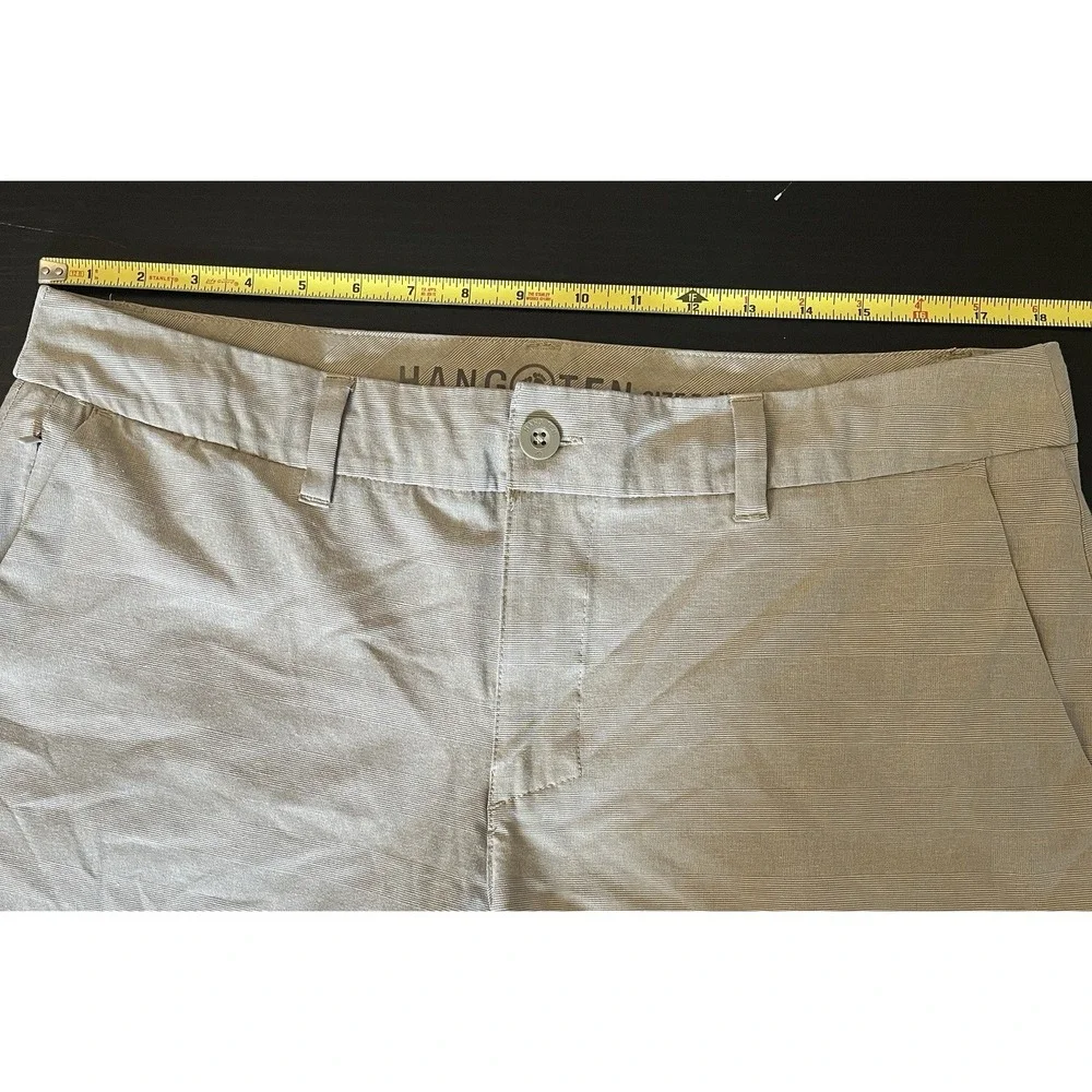 Hang Ten Men's Size 36 Board Shorts‎ Tan Plaid Drawstring Pocket Lightweight
